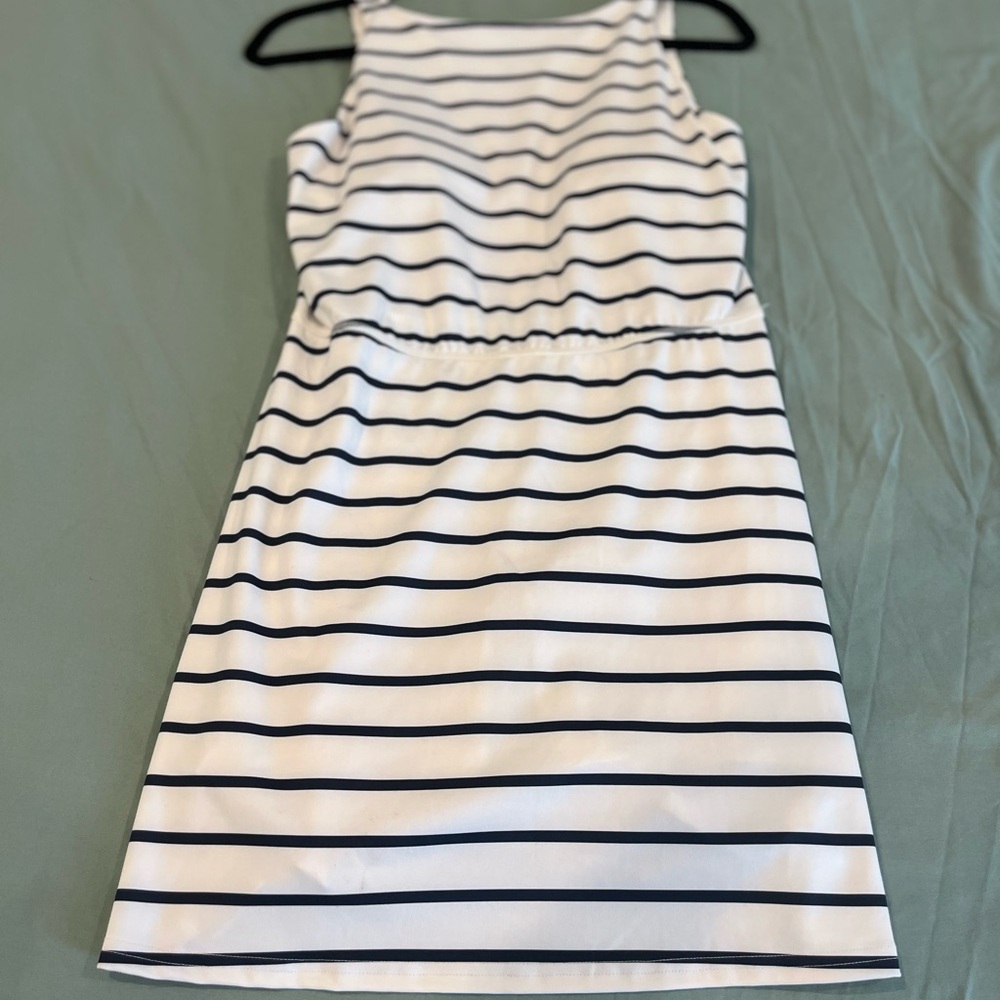 All in motion Knit High Neck Active Dress Navy Blue Stripe - Picture 4 of 7